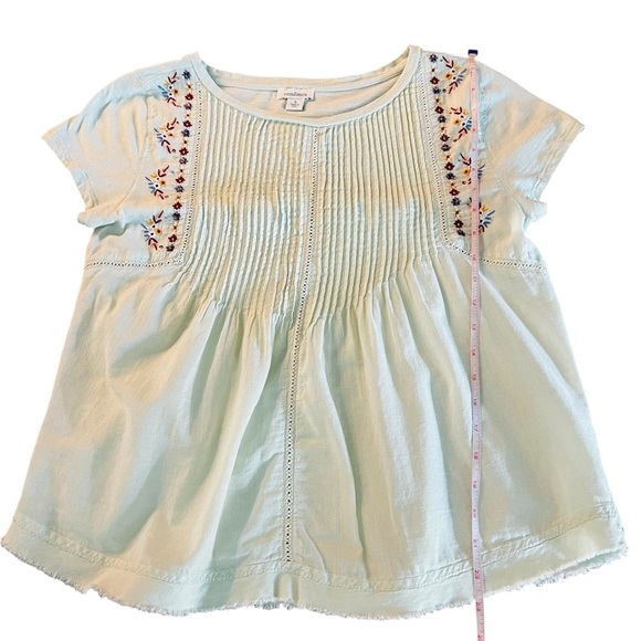 Sundance Mint Green Embroidered Short Sleeve Top with Embroidery Size Small - Picture 8 of 10